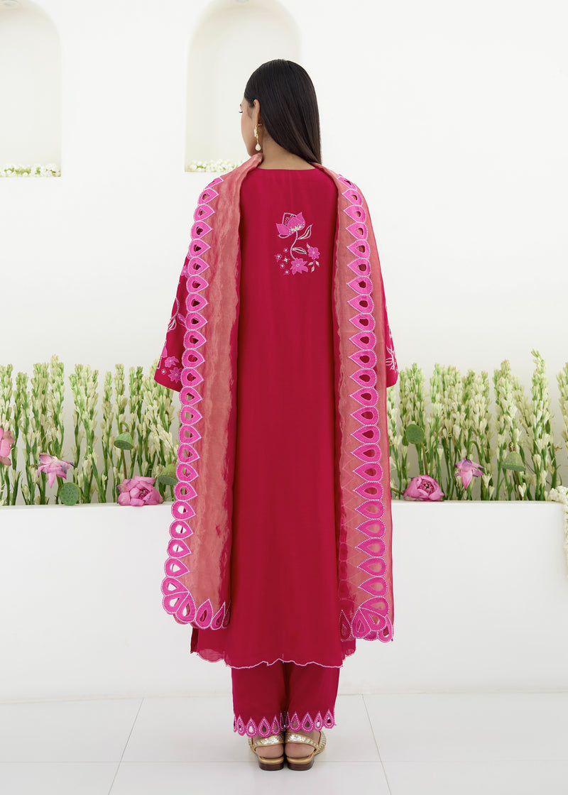 NELLI KURTA SET - VERMILION RED