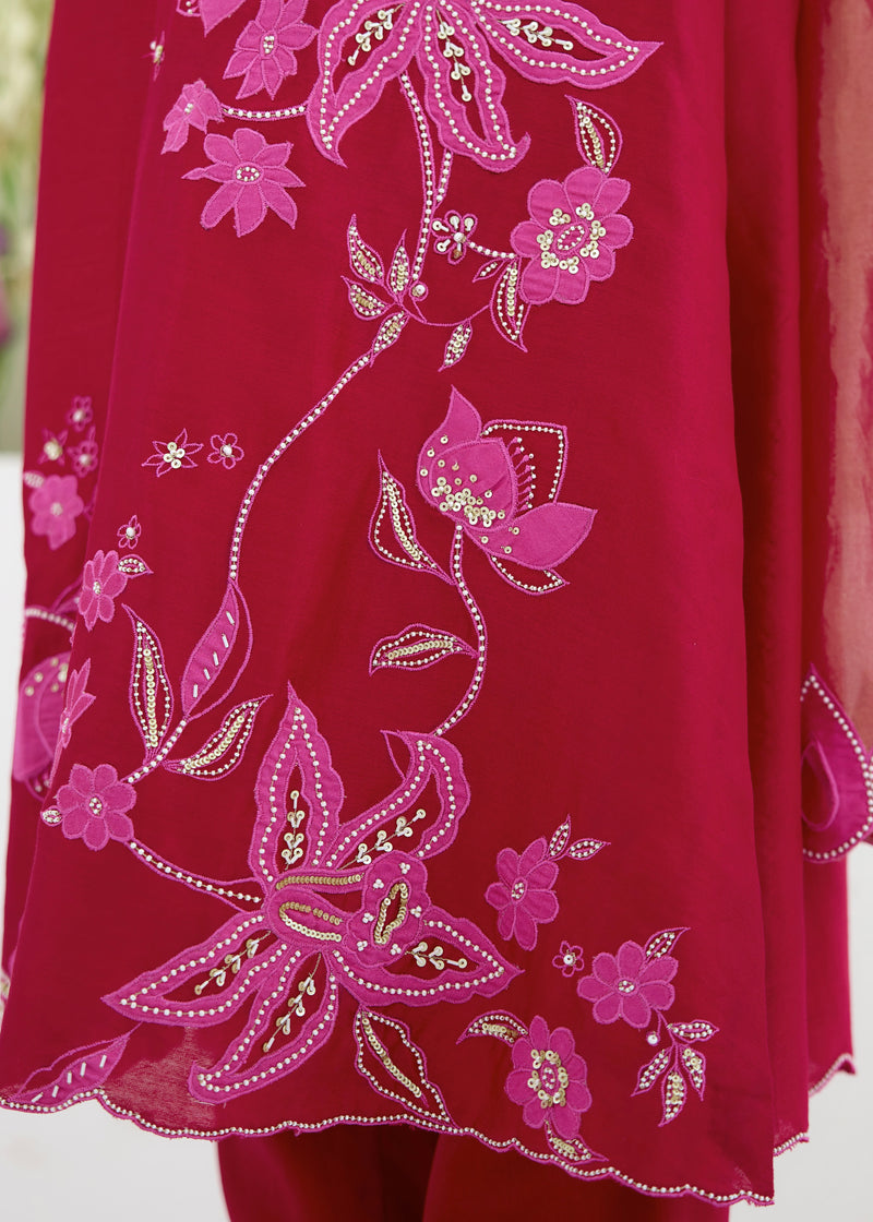 NELLI KURTA SET - VERMILION RED