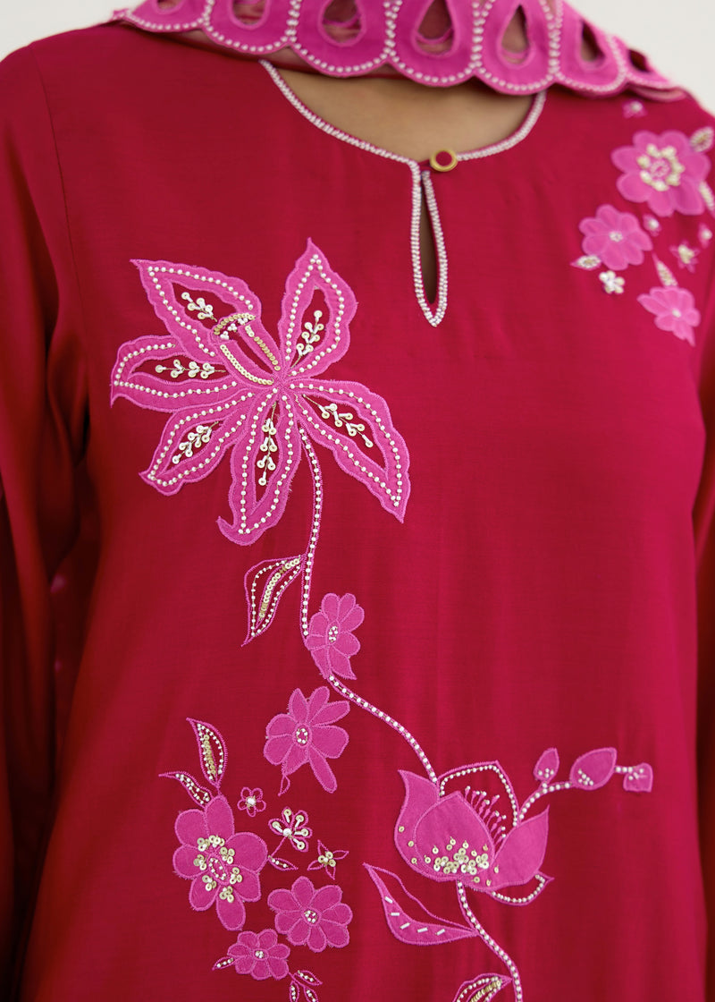 NELLI KURTA SET - VERMILION RED