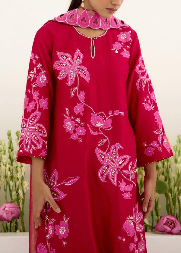NELLI KURTA SET - VERMILION RED