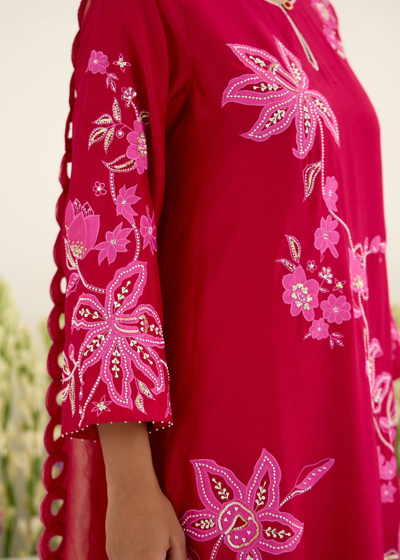 NELLI KURTA SET - VERMILION RED