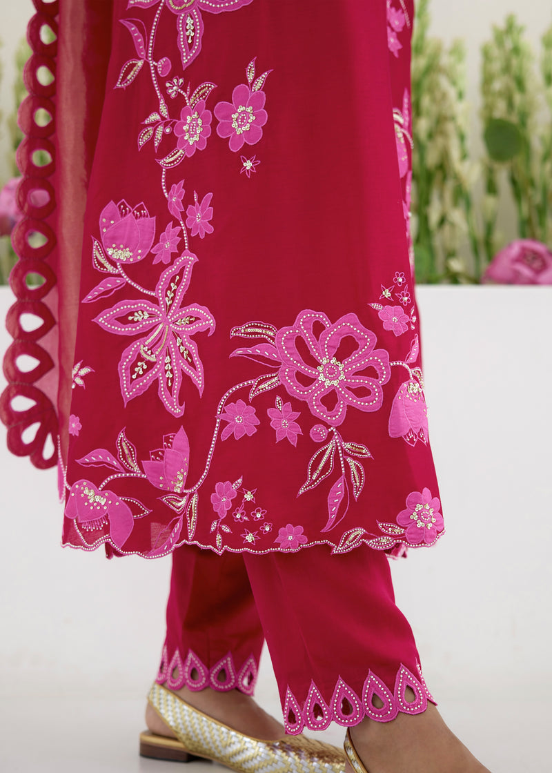 NELLI KURTA SET - VERMILION RED