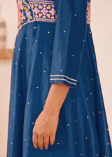 MOIRA ANARKALI WITH DUPATTA - TEAL BLUE