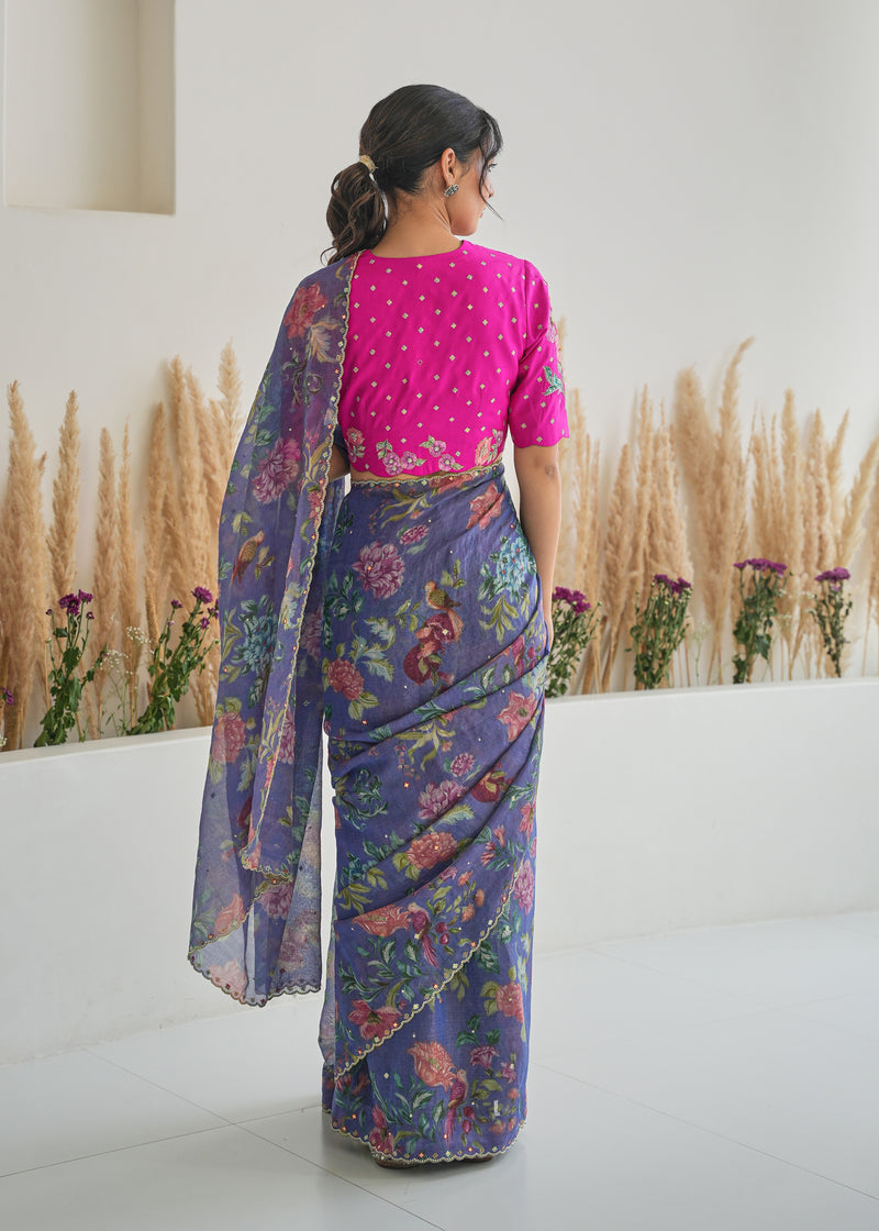 Fiza Tissue Saree - Purple