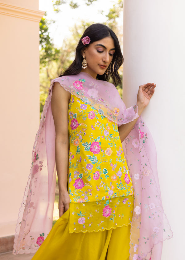 Seri Kurta Lehenga Set - Mustard Yellow