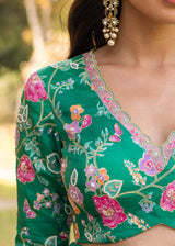 Avril Saree Blouse Set - Emerald Green