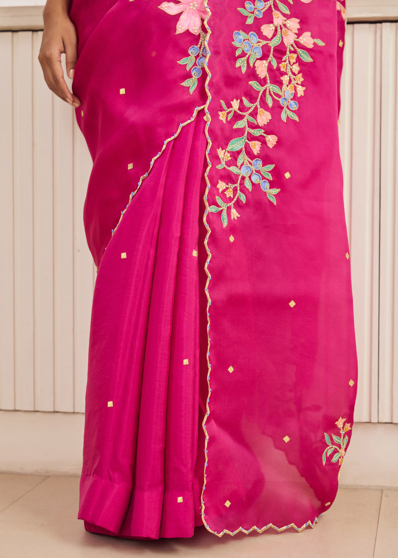 RAAG SAREE GAZAL BLOUSE - BERRY PINK