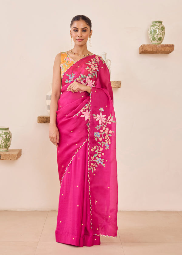 RAAG SAREE - BERRY PINK