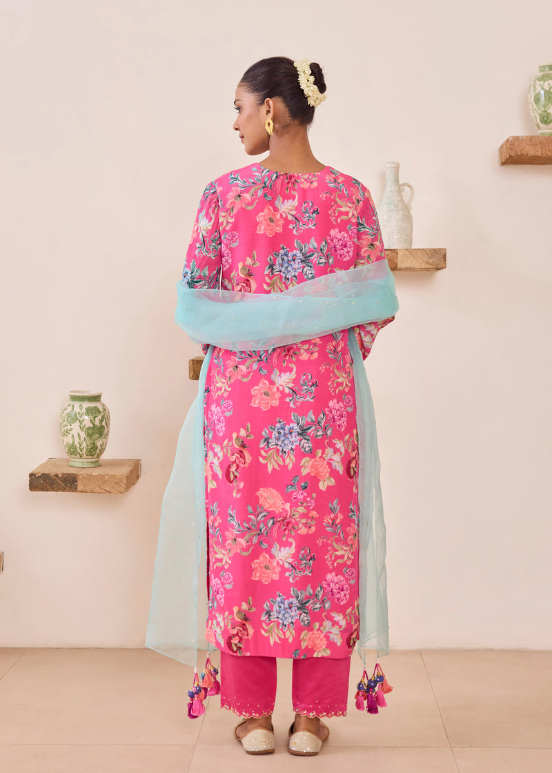 FIZA KURTA SET WITH DUPATTA - PINK