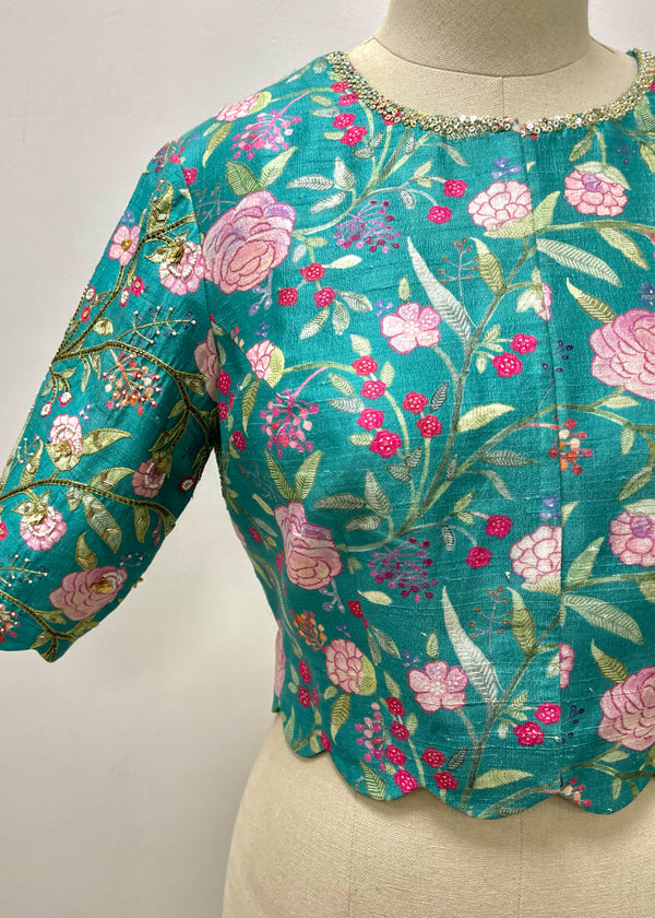 GULAB BLOUSE - TEAL BLUE