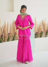 Dhvani Bhanushali in our Feeha Sharara Set - Fuchsia Pink