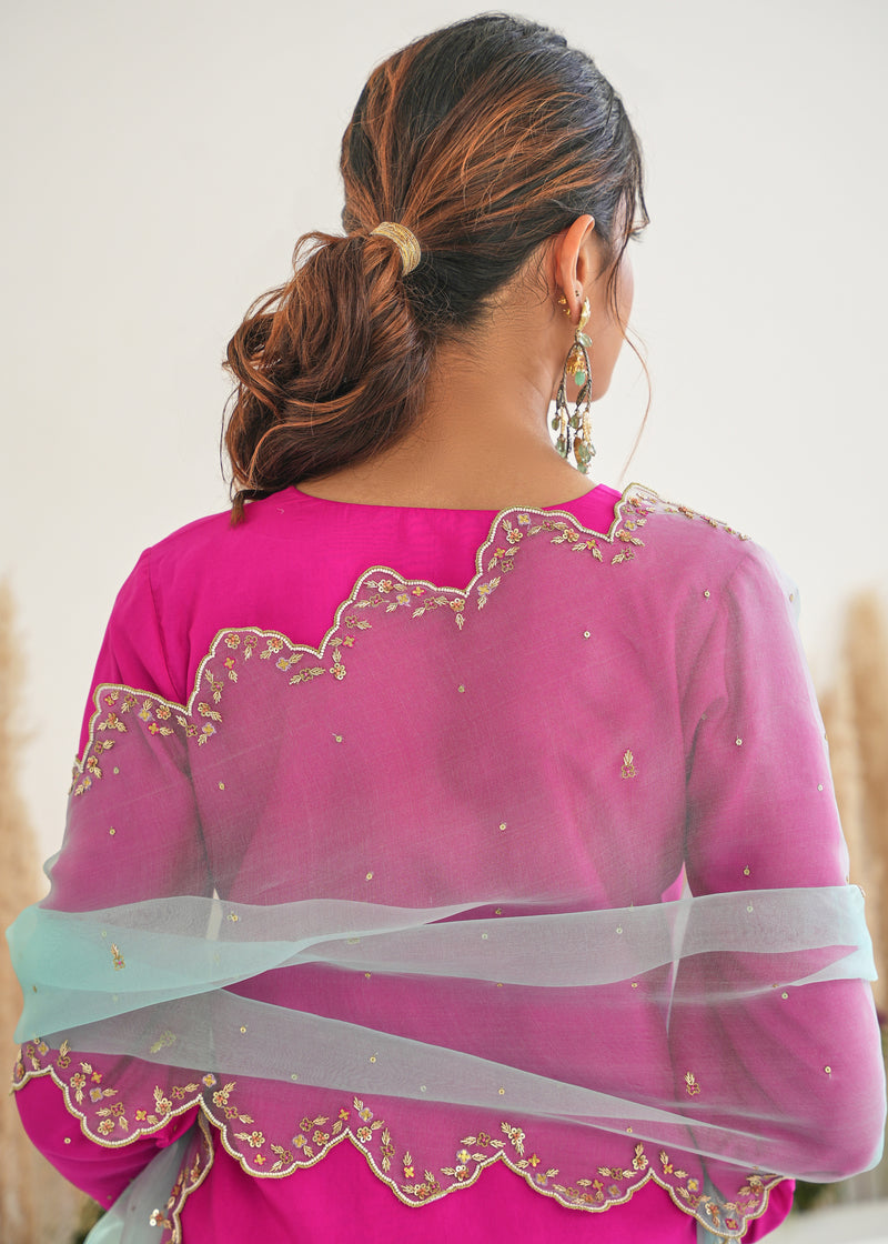Dhvani Bhanushali in our Feeha Sharara Set - Fuchsia Pink