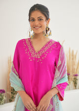 Dhvani Bhanushali in our Feeha Sharara Set - Fuchsia Pink