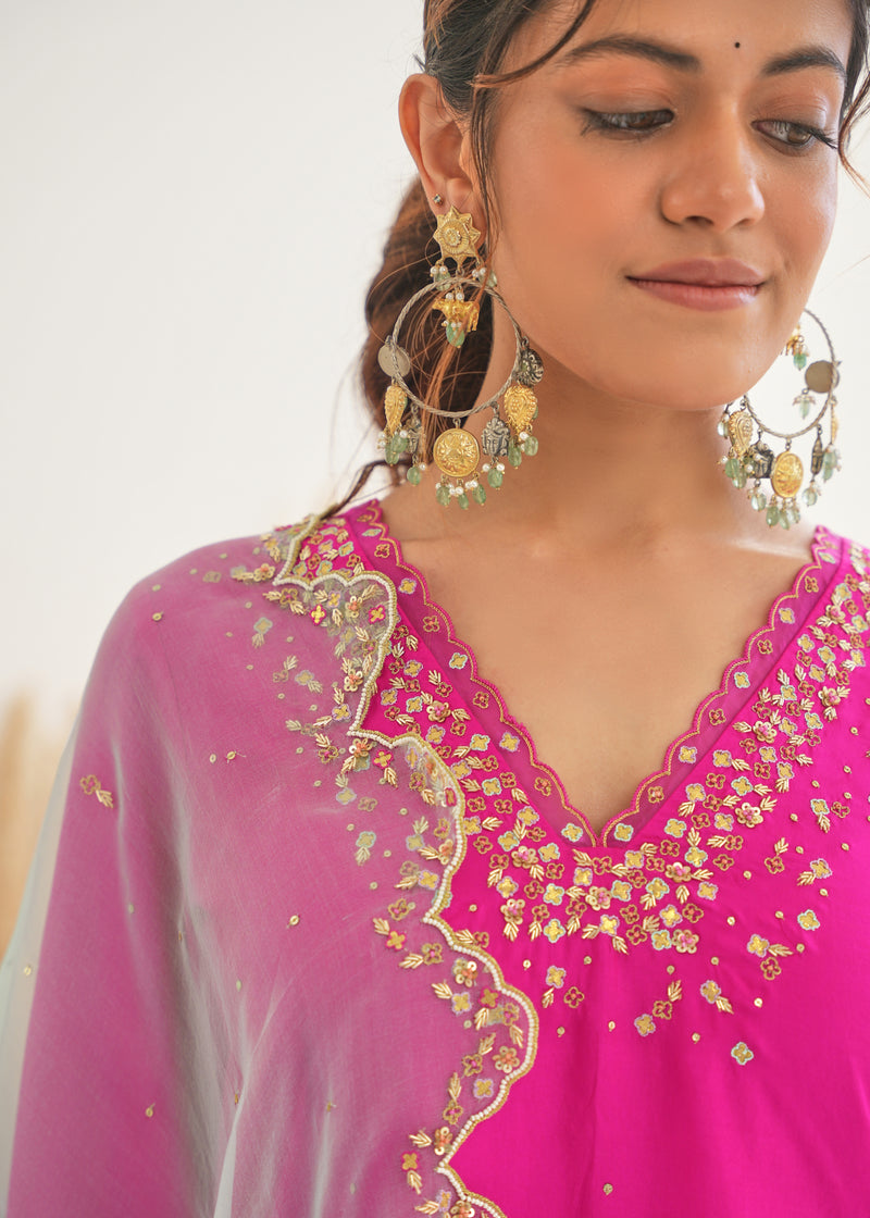 Dhvani Bhanushali in our Feeha Sharara Set - Fuchsia Pink