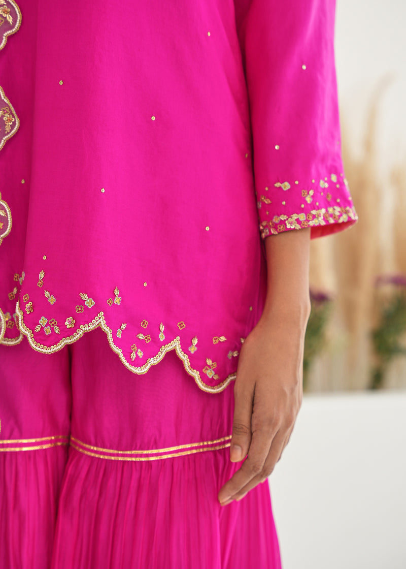 Dhvani Bhanushali in our Feeha Sharara Set - Fuchsia Pink