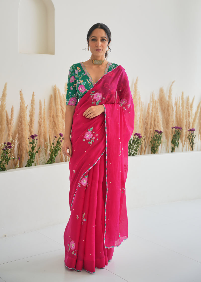 Dolly Singh in our Ivy saree Seri Sleeveless Blouse - Red
