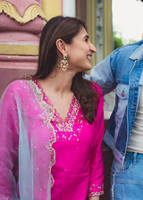 Dhvani Bhanushali in our Feeha Sharara Set - Fuchsia Pink