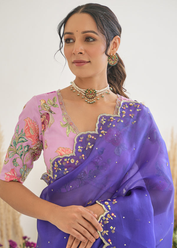 Nargis Saree Fiza Blouse - Royal Purple