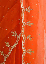 Vari Scallop Saree Blouse Set - Tangerine Orange