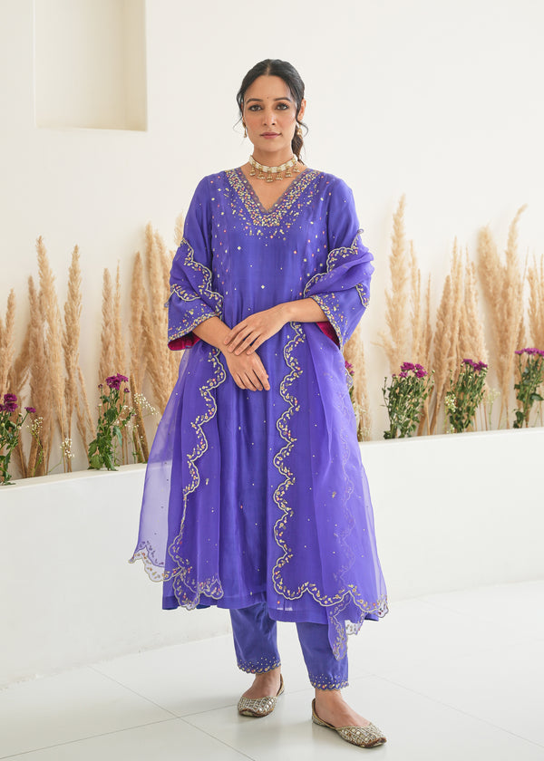 Feeha Anarkali Set - Purple