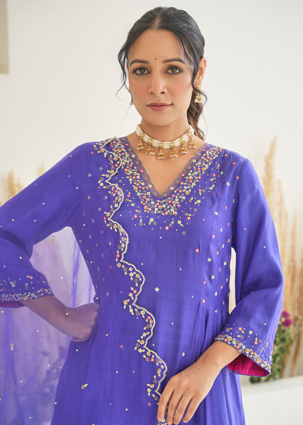 Feeha Anarkali Set - Purple