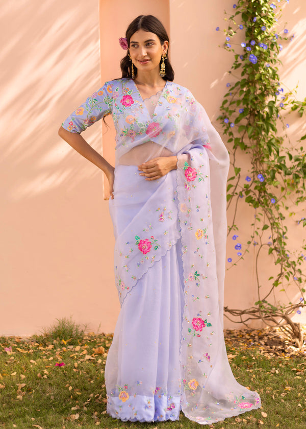 Avril Saree Blouse Set - Powder Blue