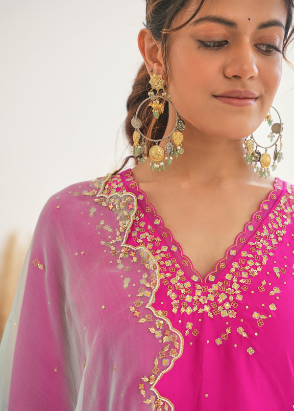 Feeha Sharara Set - Magenta