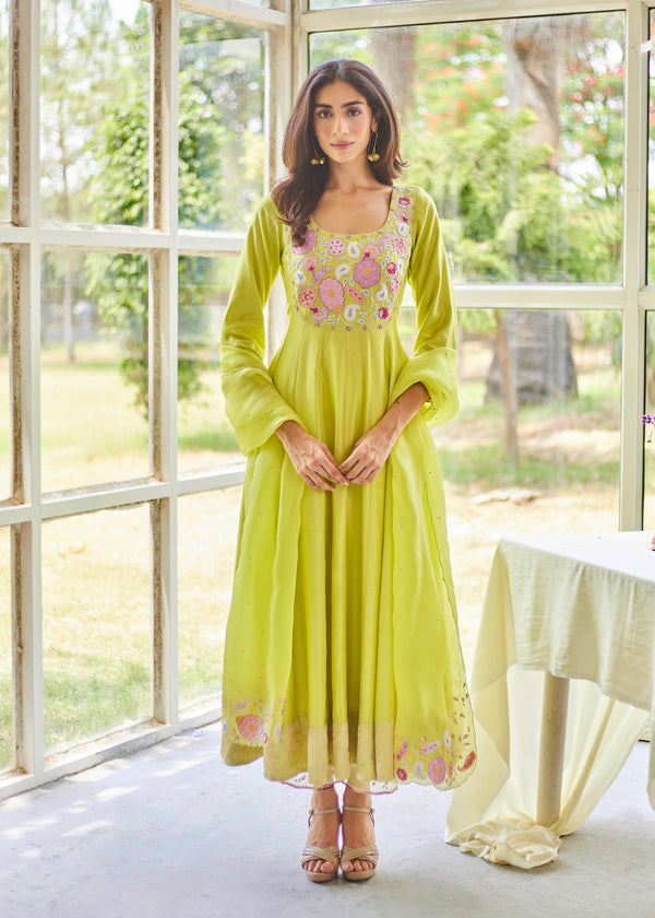AELIA ANARKALI SET - PEAR GREEN