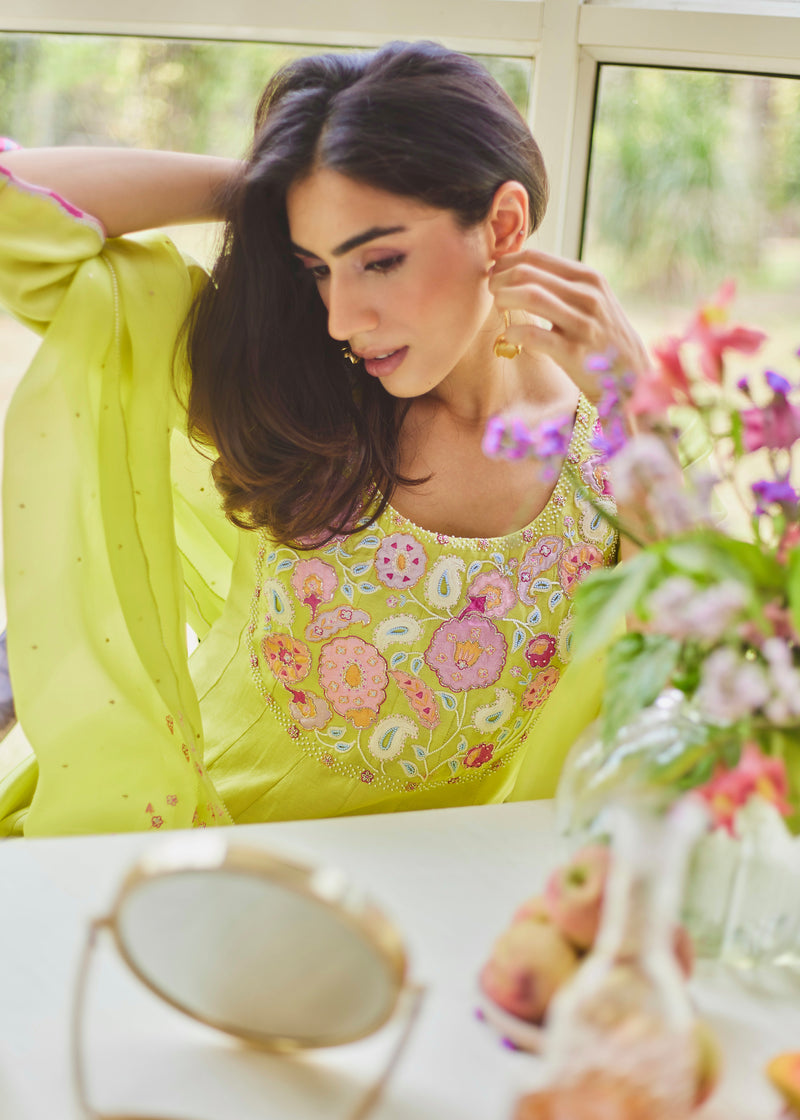 AELIA ANARKALI SET - PEAR GREEN