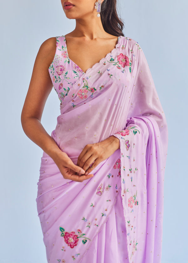 IVA SAREE BLOUSE SET - MAUVE