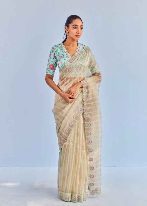 INEJ ICHIKA SAREE - SAGE GREEN