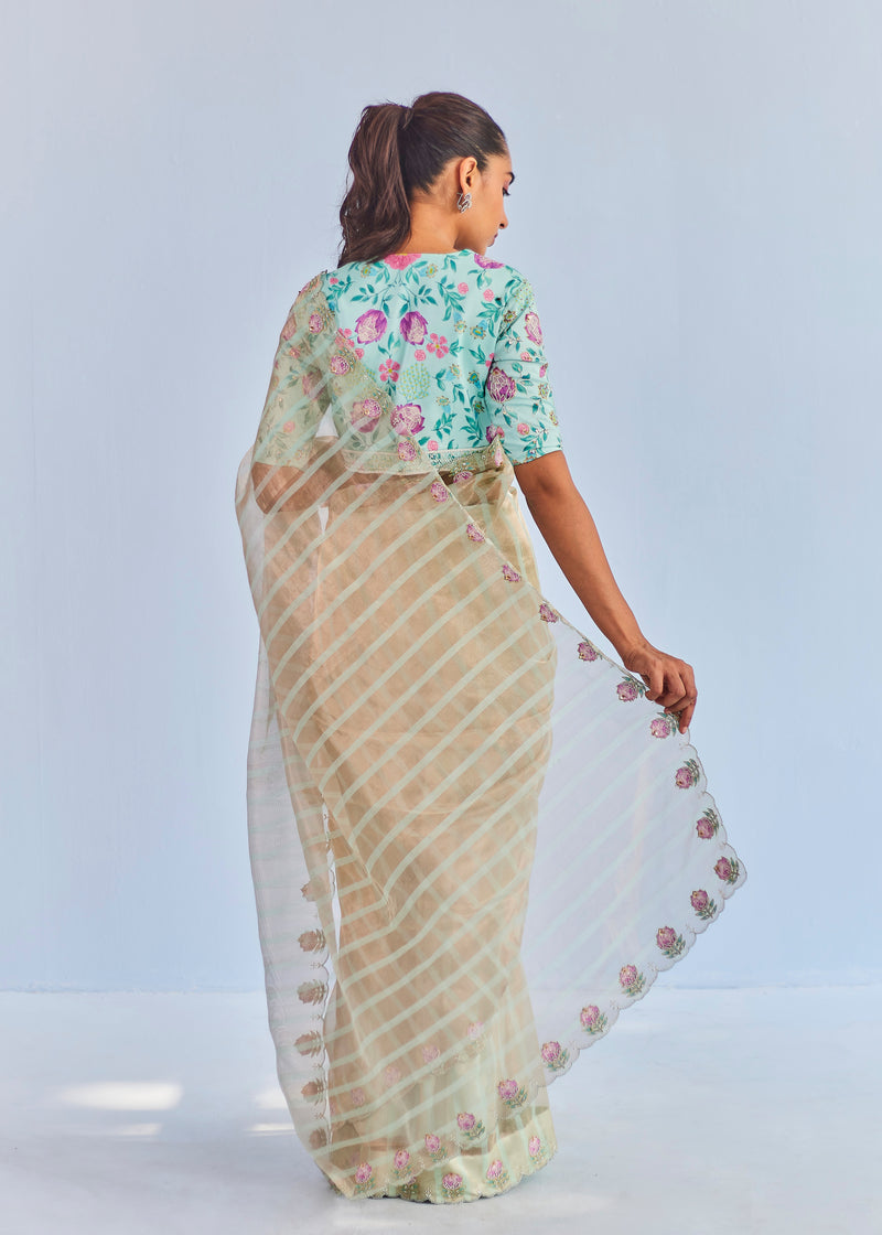 INEJ ICHIKA SAREE - SAGE GREEN