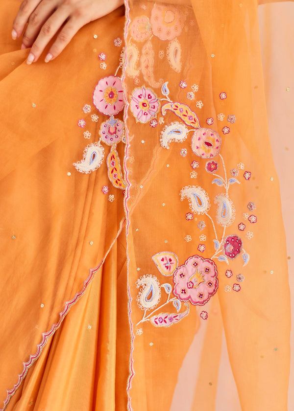 TIFNI SAREE - TANGERINE ORANGE