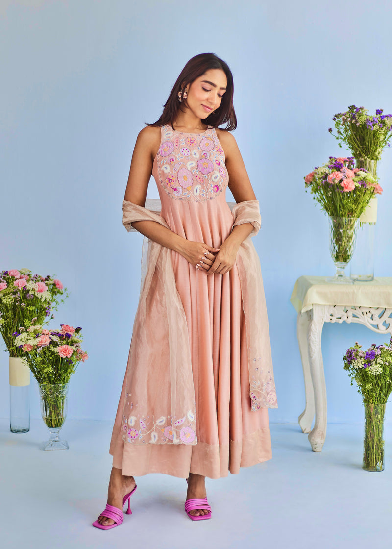 sleeveless anarkali dress designs Anarkali Gown Umbrella Frock Suit Design Anarkali Umbrella Dress Organza Multi Party Wear Digital Print