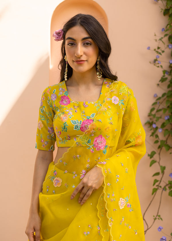 Avril Saree Blouse Set - Mustard Yellow