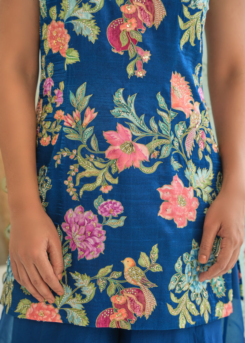 Fiza Sharara Set - Pebble Blue