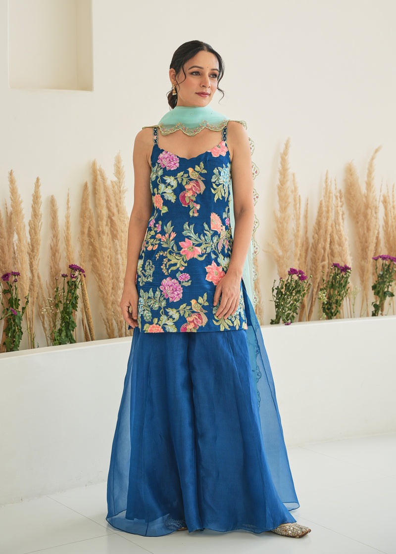 Fiza Sharara Set - Pebble Blue