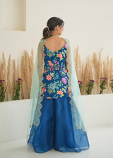 Fiza Sharara Set - Pebble Blue