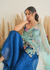Fiza Sharara Set - Pebble Blue