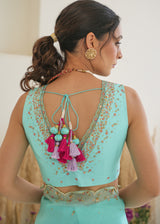 Priyamani in our Nargis Saree Feeha Blouse - Aqua Blue