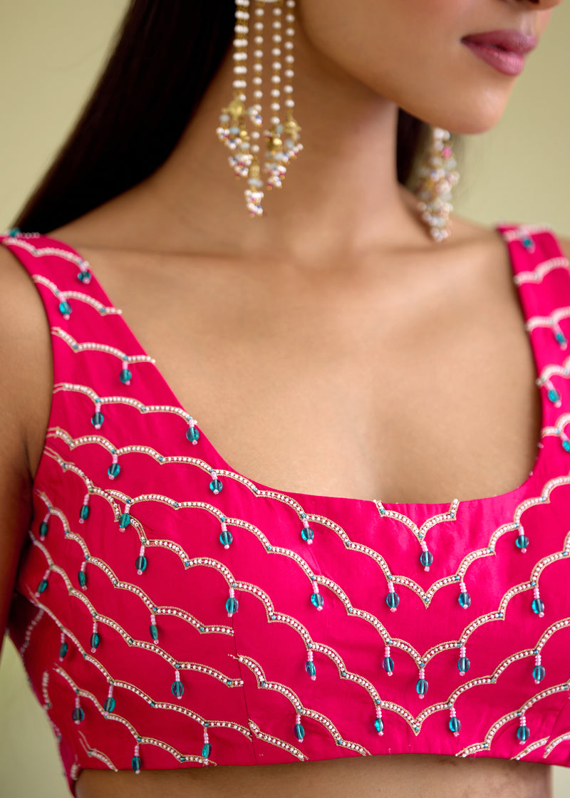 IDIKA SAREE RUYA BLOUSE-VERMILION RED
