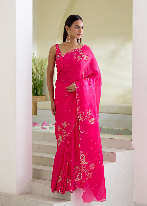 IDIKA SAREE RUYA BLOUSE-VERMILION RED