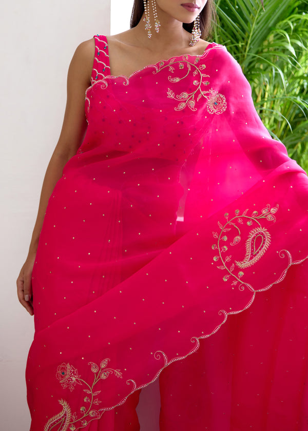 IDIKA SAREE RUYA BLOUSE-VERMILION RED