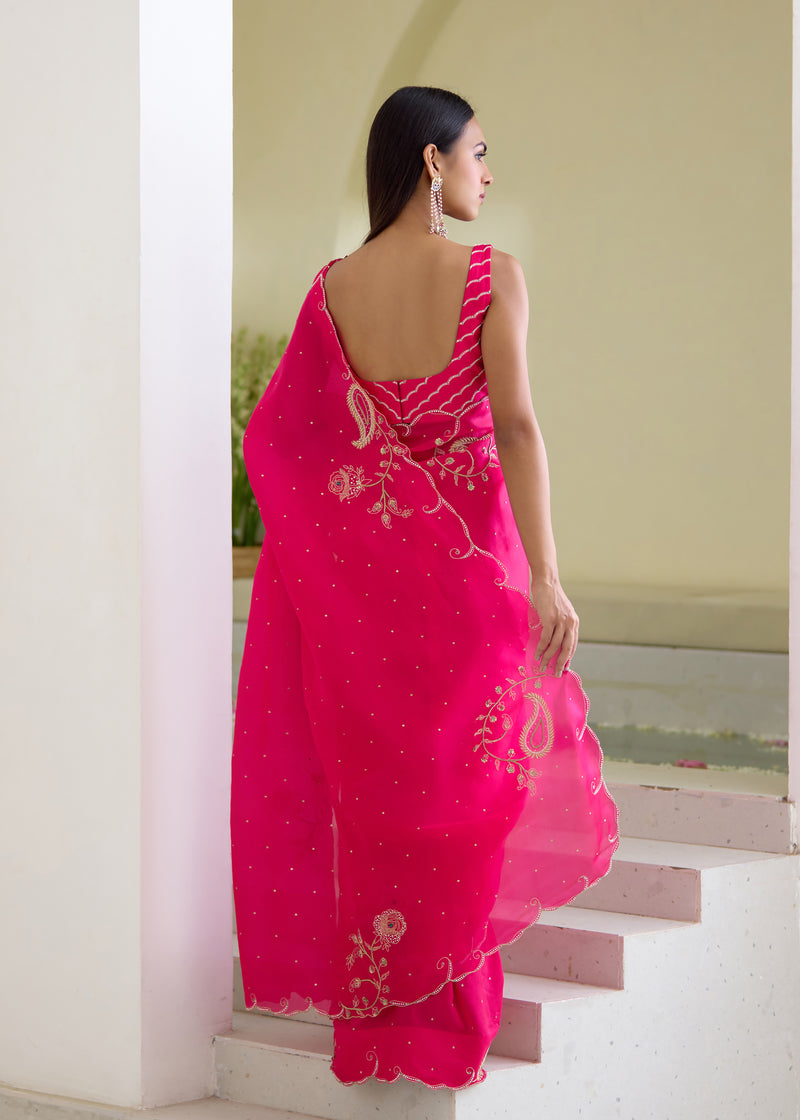 IDIKA SAREE RUYA BLOUSE-VERMILION RED