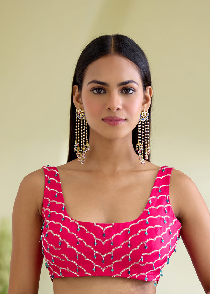 IDIKA SAREE RUYA BLOUSE-VERMILION RED