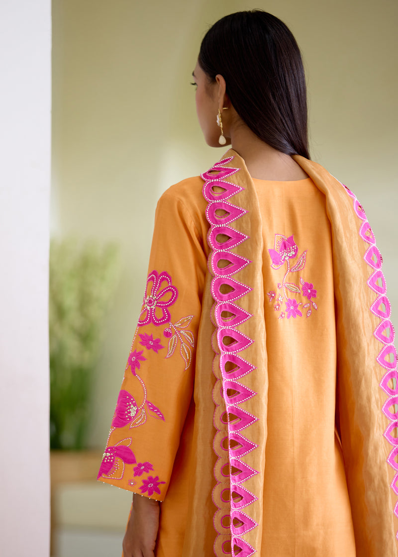NELLI SHARARA SET-TANGERINE ORANGE