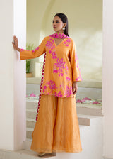 NELLI SHARARA SET-TANGERINE ORANGE