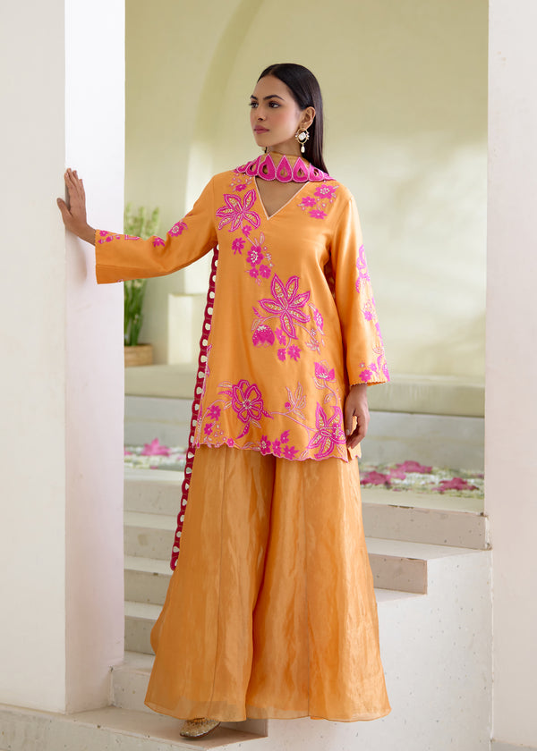 NELLI SHARARA SET-TANGERINE ORANGE