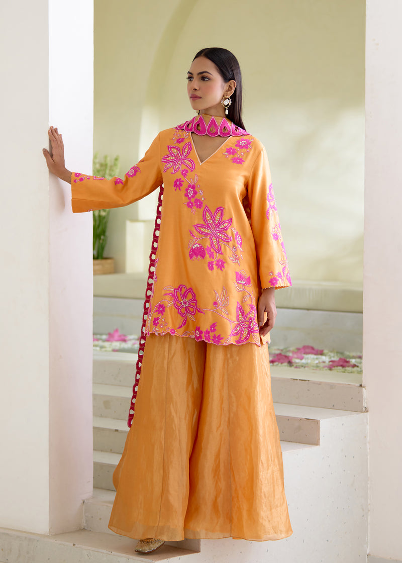 NELLI SHARARA SET-TANGERINE ORANGE