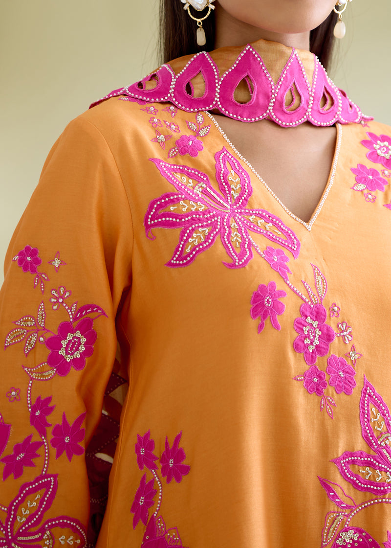 NELLI SHARARA SET-TANGERINE ORANGE
